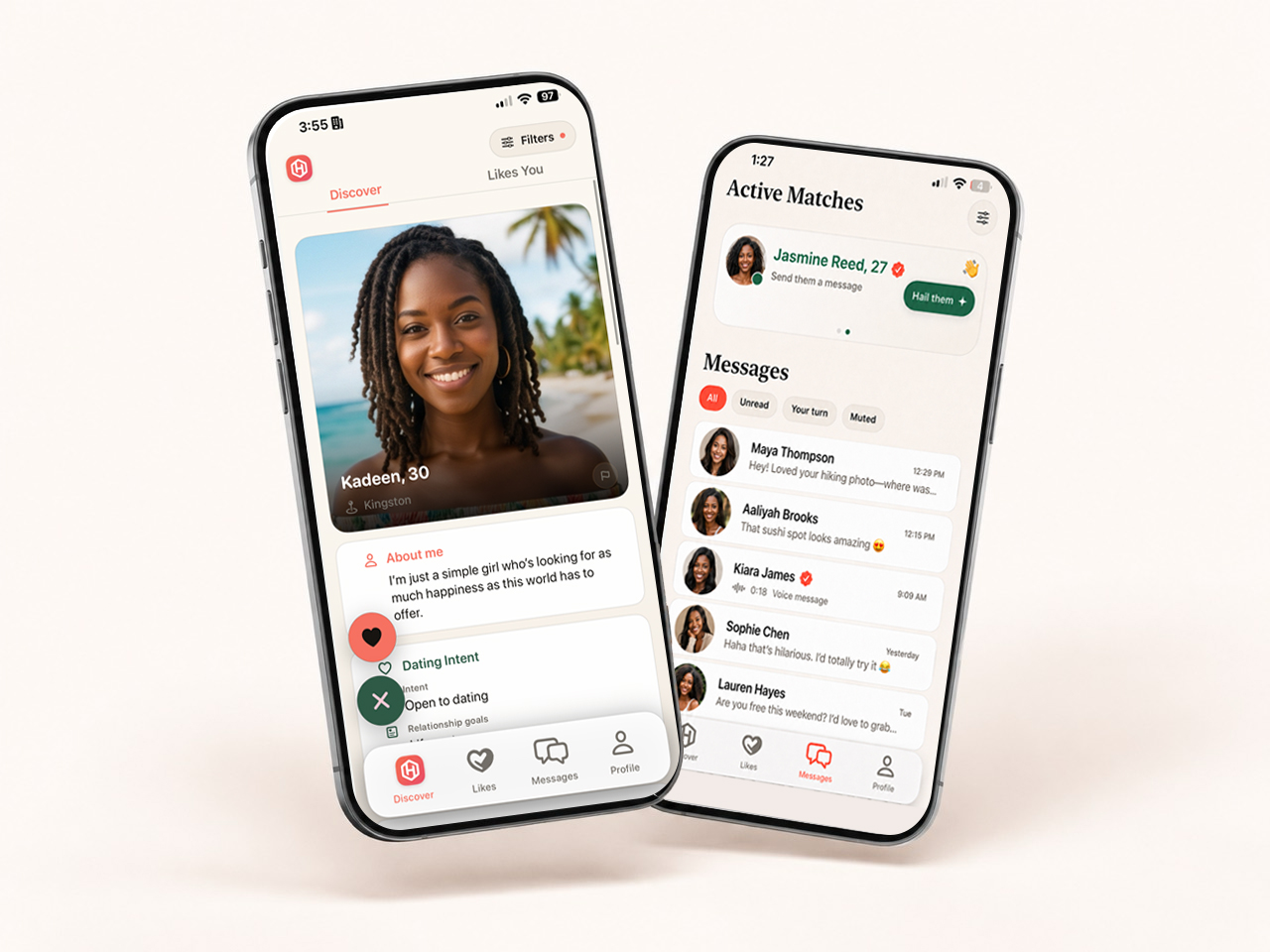 Hive discovery and messages shown on two iPhones